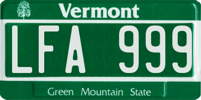 VT license plate LFA999