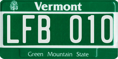 VT license plate LFB010