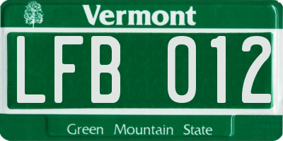 VT license plate LFB012