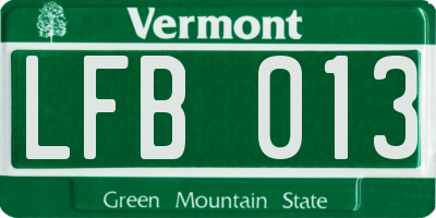 VT license plate LFB013