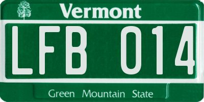 VT license plate LFB014