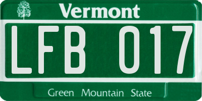 VT license plate LFB017