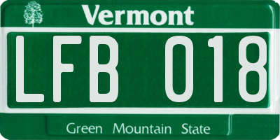 VT license plate LFB018