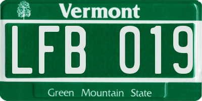 VT license plate LFB019