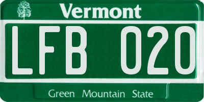 VT license plate LFB020