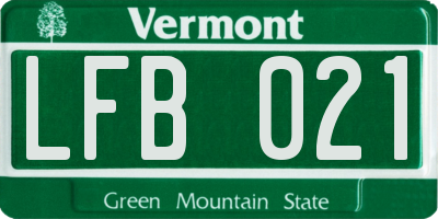 VT license plate LFB021