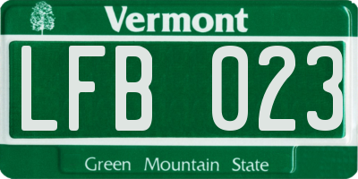 VT license plate LFB023