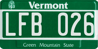 VT license plate LFB026