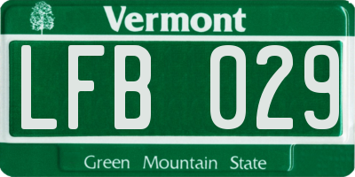 VT license plate LFB029