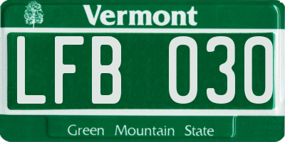 VT license plate LFB030