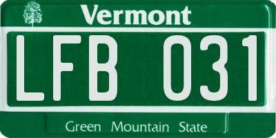 VT license plate LFB031