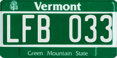 VT license plate LFB033
