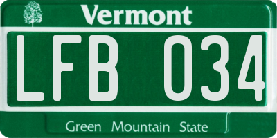 VT license plate LFB034