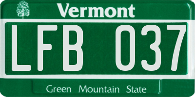 VT license plate LFB037