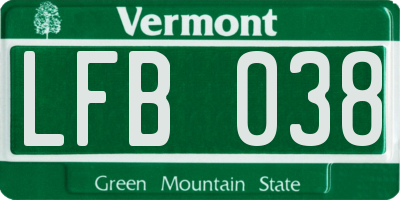 VT license plate LFB038