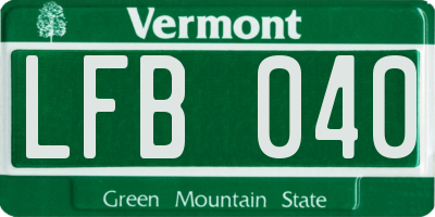VT license plate LFB040