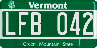 VT license plate LFB042