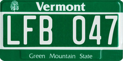 VT license plate LFB047