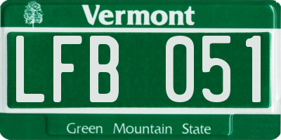 VT license plate LFB051