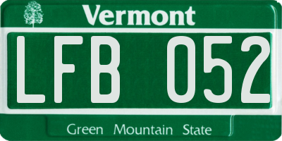 VT license plate LFB052
