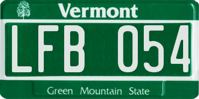 VT license plate LFB054