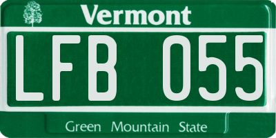 VT license plate LFB055