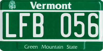 VT license plate LFB056