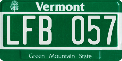 VT license plate LFB057