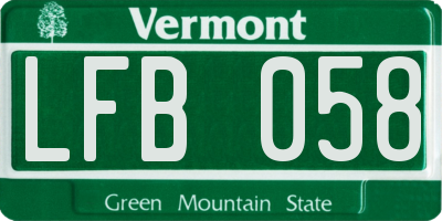 VT license plate LFB058