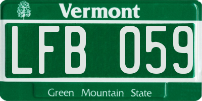 VT license plate LFB059