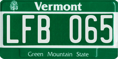 VT license plate LFB065