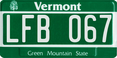 VT license plate LFB067