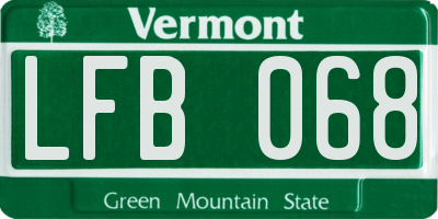 VT license plate LFB068