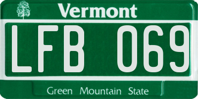 VT license plate LFB069