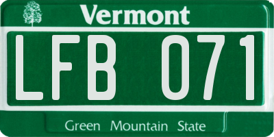 VT license plate LFB071