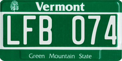 VT license plate LFB074