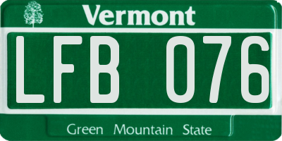 VT license plate LFB076
