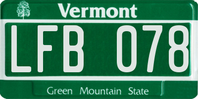 VT license plate LFB078