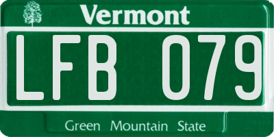 VT license plate LFB079