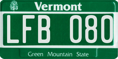 VT license plate LFB080