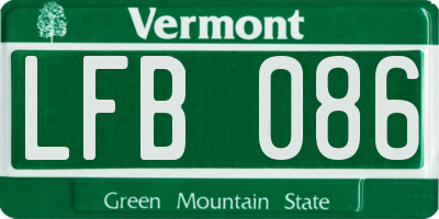 VT license plate LFB086
