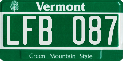 VT license plate LFB087