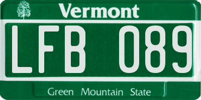 VT license plate LFB089