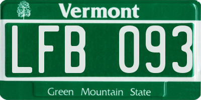 VT license plate LFB093