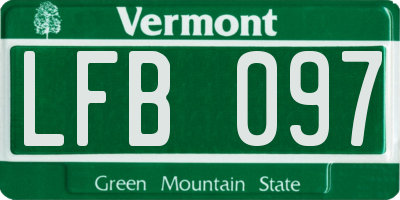 VT license plate LFB097