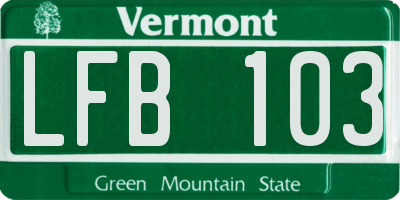 VT license plate LFB103
