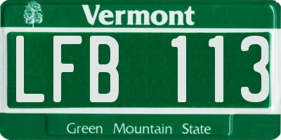 VT license plate LFB113