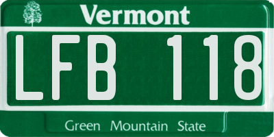VT license plate LFB118