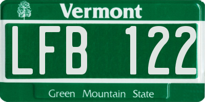 VT license plate LFB122