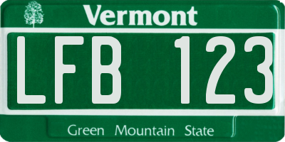 VT license plate LFB123